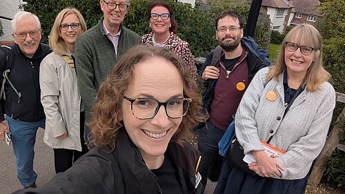 Alison, Cllr Caroline Ward, and campaigners in Haywards Heath