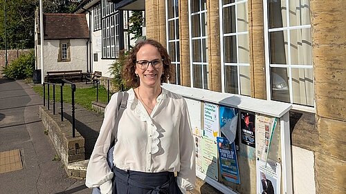 Alison outside King Edward Hall, Lindfield