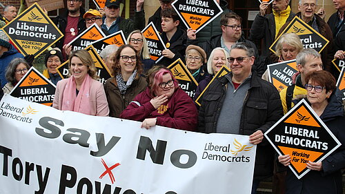 Alison Bennett and fellow Liberal Democrats are campaigning against election cancellations.