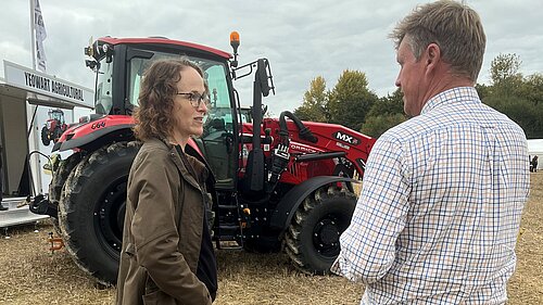 Alison speaking with farmer