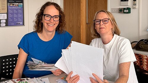Alison and Kate judging the entries