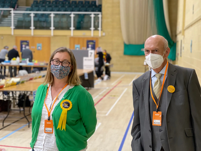 Cllr Kirsty Lord and Cllr Richard Cherry at Mid Sussex County 2021 Election Count