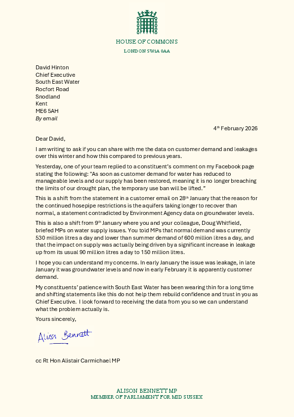 Alison's letter to Dave Hinton