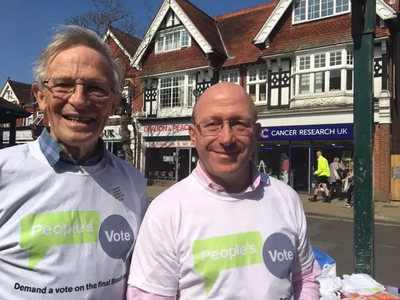 Robert Eggleston and Colin Wilsdon campaigning for a People's Vote