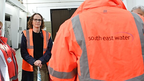 Alison Bennett MP Talking to South East Water employee