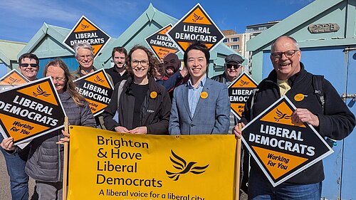 Alison Bennett MP and campaigners in Hove