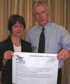 2. Photo of Serena with Norman Lamb, Lib Dem Shadow Health Secretary and the letter to Gordon Brown.