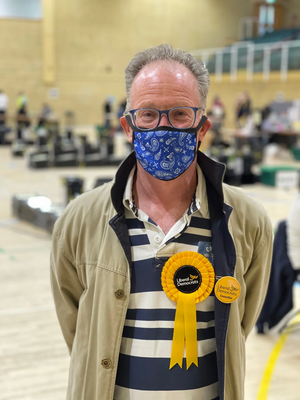 Cllr Stuart Condie celebrating BHN win at County 2021 election