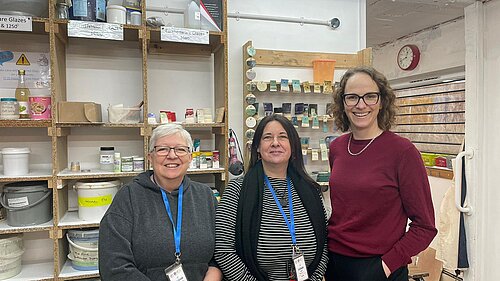 Alison and members of Burgess Hill Creative Community in their new home in Burgess Hill