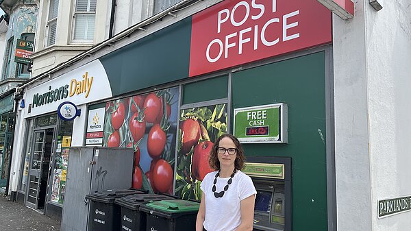 Alison outside Hassocks post office