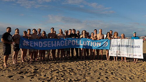 Lib Dem MPs go for a swim with Surfers Against Sewage on Bournemouth Beach